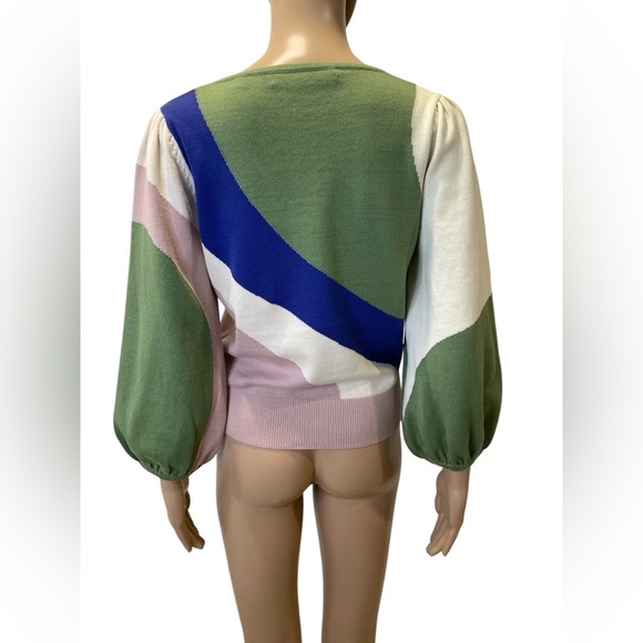 Joie Sunland Intarsia Cotton Colorful V-Neck Women's Sweater size XS - Picture 5 of 5